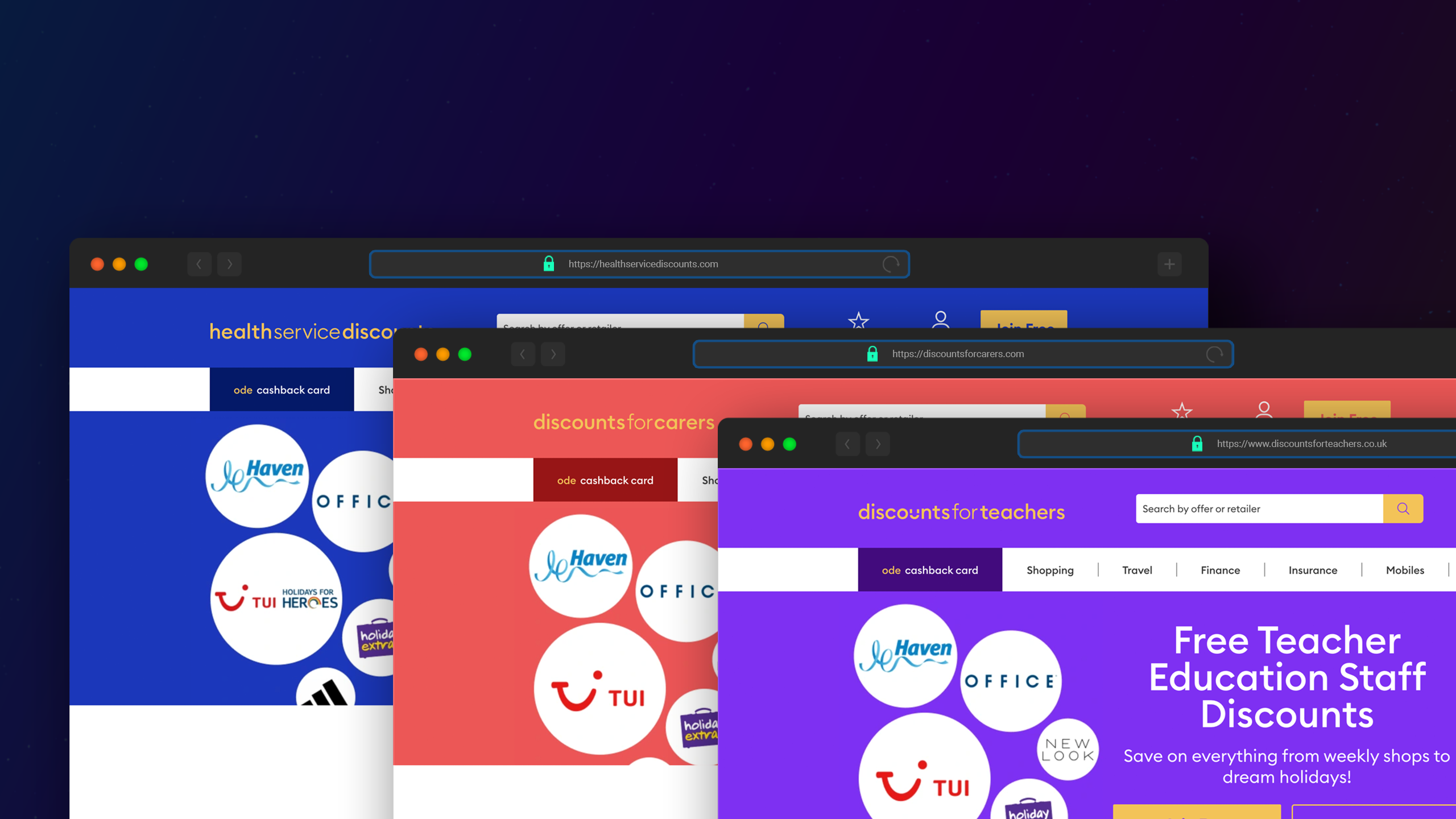 Website home screens
