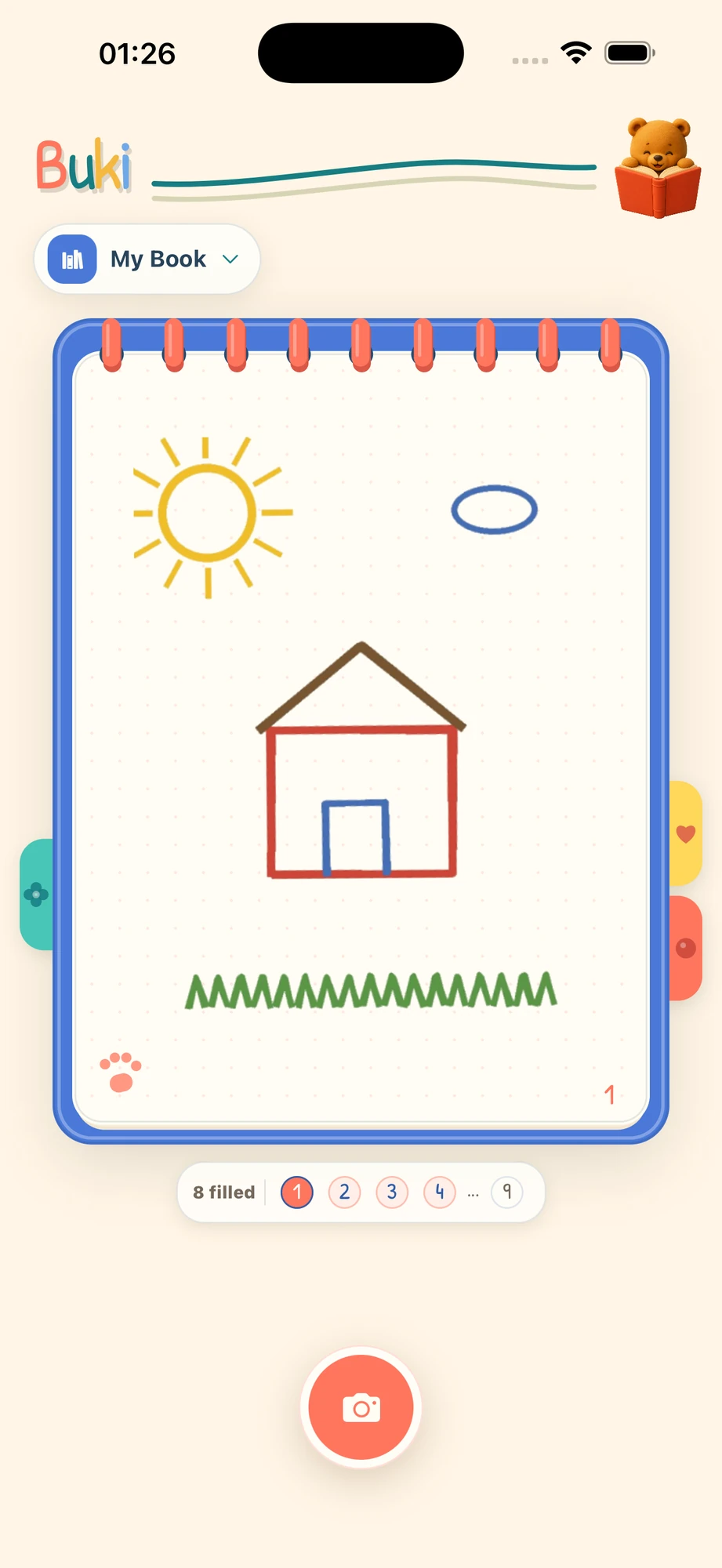 Buki sketchpad displaying a house drawing