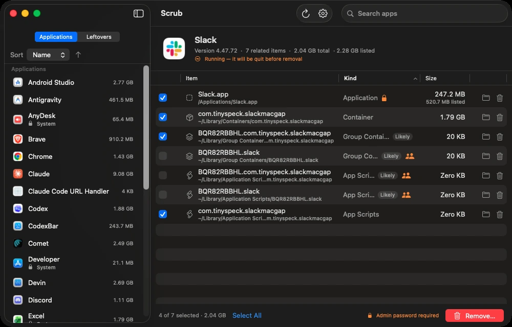 Scrub — Inspect exact, likely, and shared file associations