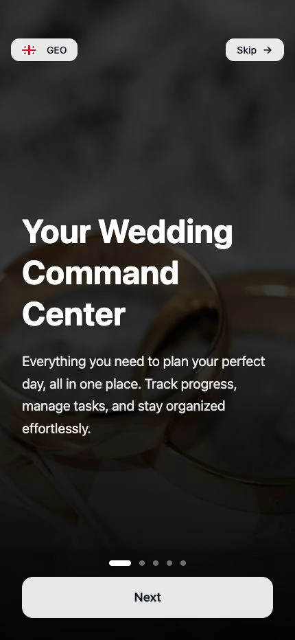 Wedding Planner Pro — Original Wedding Planner Pro onboarding